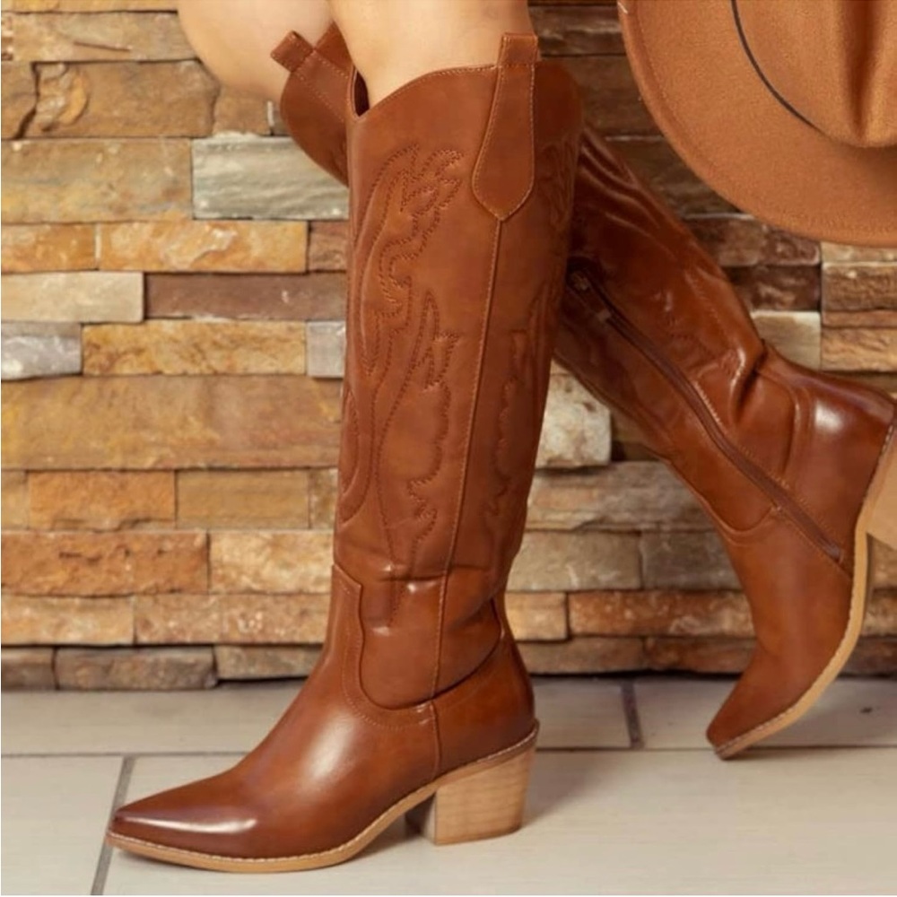 Vintage Style Knee-High Cowgirl Boots